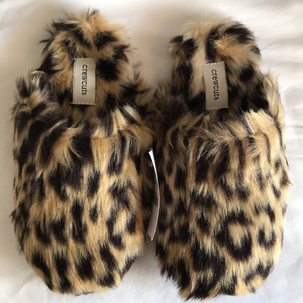 New Crewcuts faux fur Slippers in Leopard
